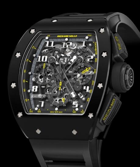 Richard Mille Replica Watch RM 011 Black Ceramic Yellow Flash 511.46BK.91-1